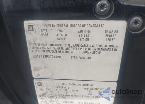 1996 Chevrolet Camaro Z28 from USA, damaged, VIN 2G1FP22P3T2142060